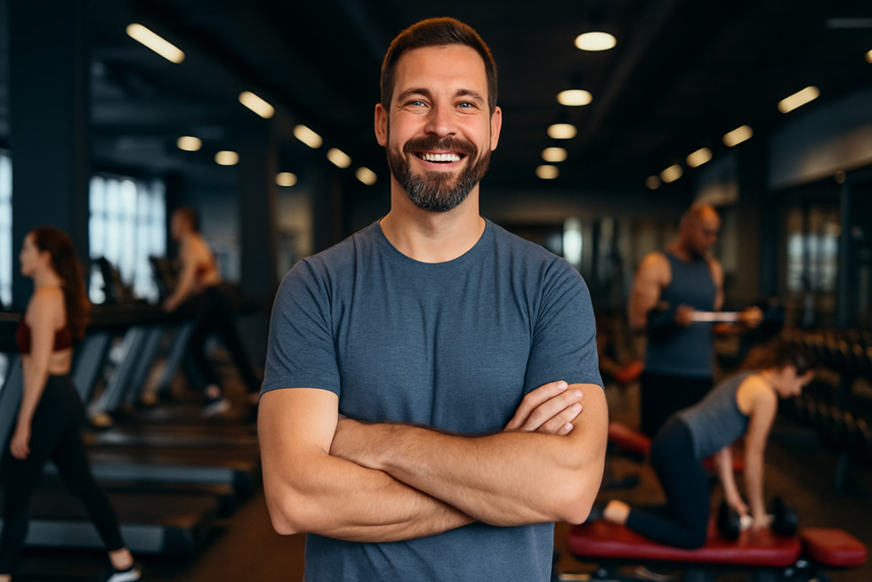 smiling man at gym